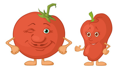Character tomato and pepper