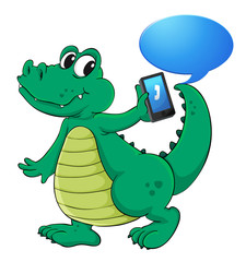 a crocodile with cell phone