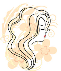 Beautiful girl's face on the flower background