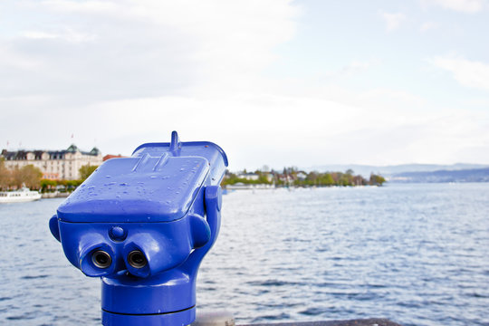 Binocular for visitor at lake Zurich, Switzerland