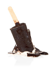 fallen ice cream with chocolate on a stick