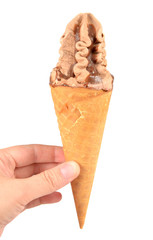 ice cream in waffle cone