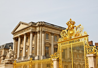 front facade of Versailles palace near Paris, France