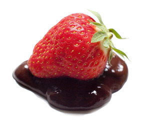 fraise et chocolat fondu
