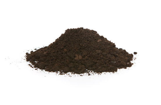 Pile of soil isolated on white background