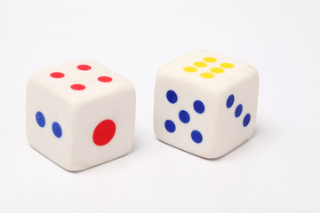 white dices on white background