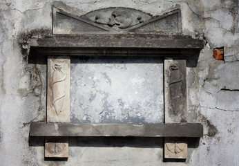 Fototapeta na wymiar Blank grave frame on cemetery