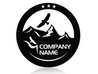 Mountain peaks and eagle,logo,icon,sign,vector