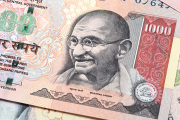 Mahathma Gandhi on thousand rupee note