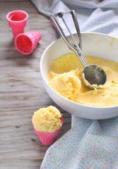 A scoop of mango ice cream