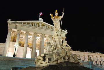 Naklejka premium Austrian Parliament by night, Vienna