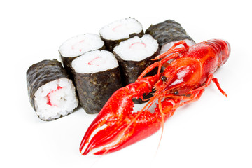 Sushi mit Flusskrebs