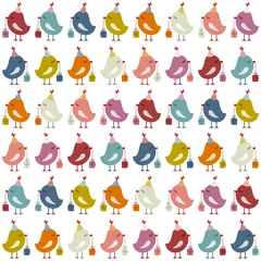 Seamless Pattern 48 Cute Birthday Birds Retro © Jan Engel