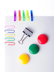 Office set on paper isolated on a white