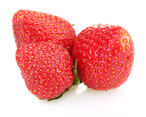 sweet ripe strawberries isolated on white