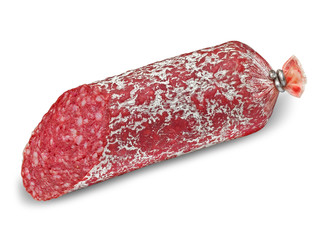 Salami isolated on white background