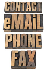 contact, email, phone, fax word set