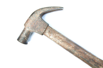 Old hammer with clipping path