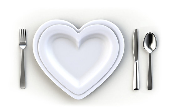 Tisch Gedeck Herzform Teller und Suppenteller