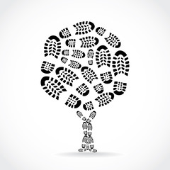 Shoes print in a tree silouette - illustration