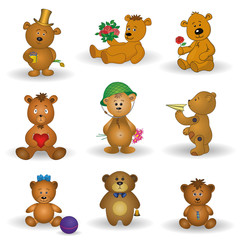Set toy teddy bears