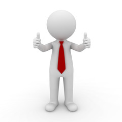 3d businessman showing thumbs up on white background