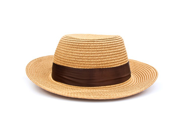 Fototapeta na wymiar Pretty straw hat isolated on white