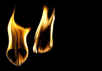 Hearts in fire abstract background