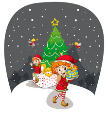 girls celebrating christmas