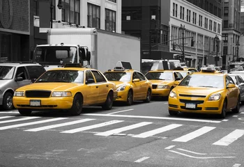 Crédence de cuisine en verre imprimé TAXI de new york Les taxis new-yorkais