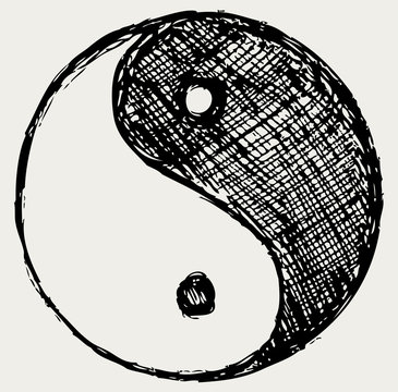 Ying yang sketch symbol