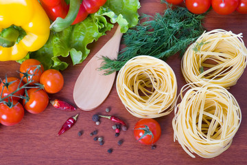Pasta and fresh vegetables