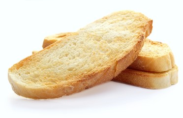 Toast on a white background, close-up
