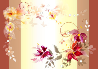 Floral vector composition with space for text