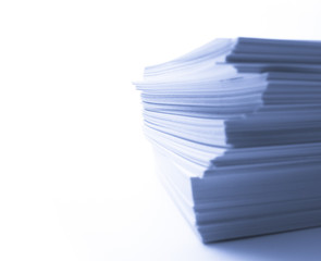 Stack of paper cards in blue