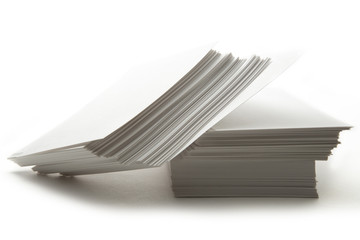 Stack of white paper cards