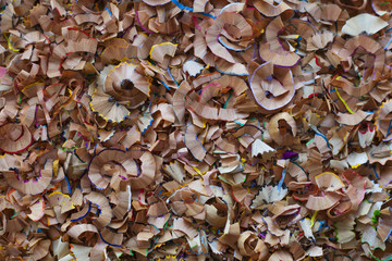 Colored pencils wood shavings