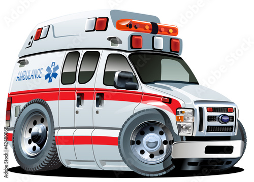 vector cartoon ambulance car wall mural
