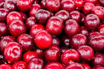 The background of red cherry fruit
