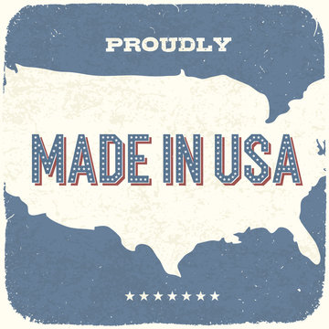 Proudly Made In USA. Vintage Background, Vector, EPS10.