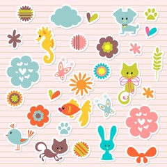 Naklejka premium Cute babyish stickers set