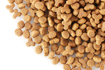 dry cat food isolated on white