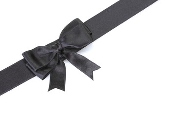 black bow on ribbon isolated on white