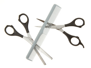 Hair cutting shears and comb