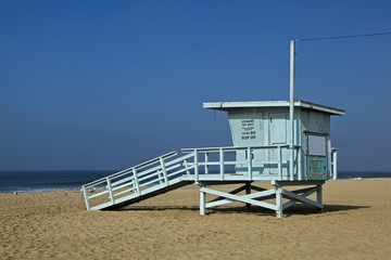 Lifeguard observation tower station at Santa Monica beach