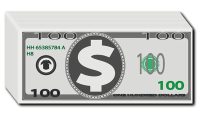 hundred dollar banknote,isolated on white with clipping path
