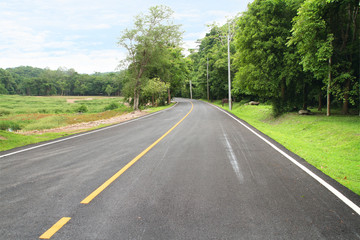 Fototapeta na wymiar Curve asphalt road in the national park