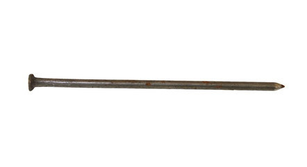 One metal nail isolated on a white background