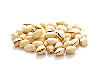 pistachio nuts on white background