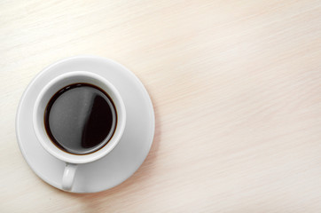coffee classic cup on a wooden table top view